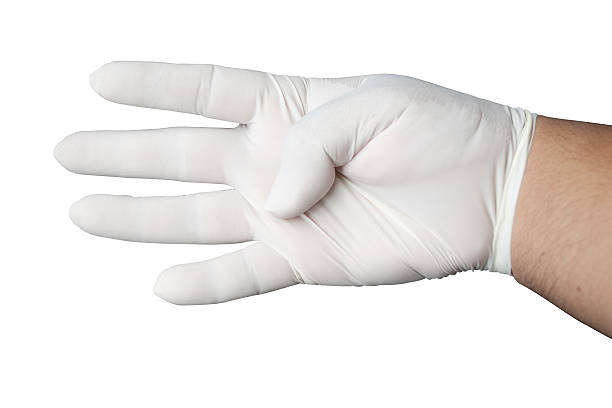 istock Hand wearing rubber glove 186062726