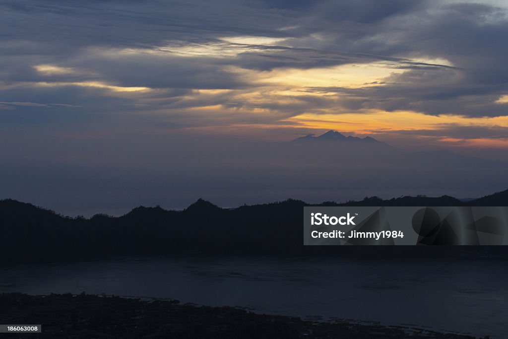 Mount Batur in Bali Fantastic view from the Mount Batur at sunrise in the morning Asia Stock Photo