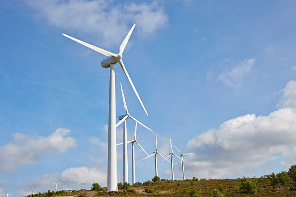 istock Group of windmills for renewable electric energy production 186063501