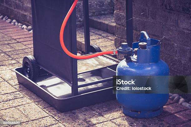 Gas Canister And Portable Barbecue Stock Photo - Download Image Now - Natural Gas, Canister, Barbecue Grill