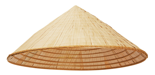 Asian conical hat on white