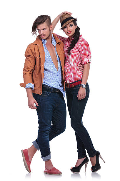 istock casual couple with man looking away 186067224