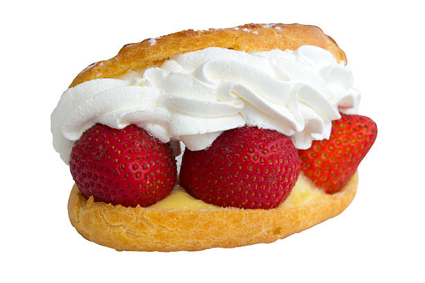 istock Strawberry cream with bread on white background 186068161