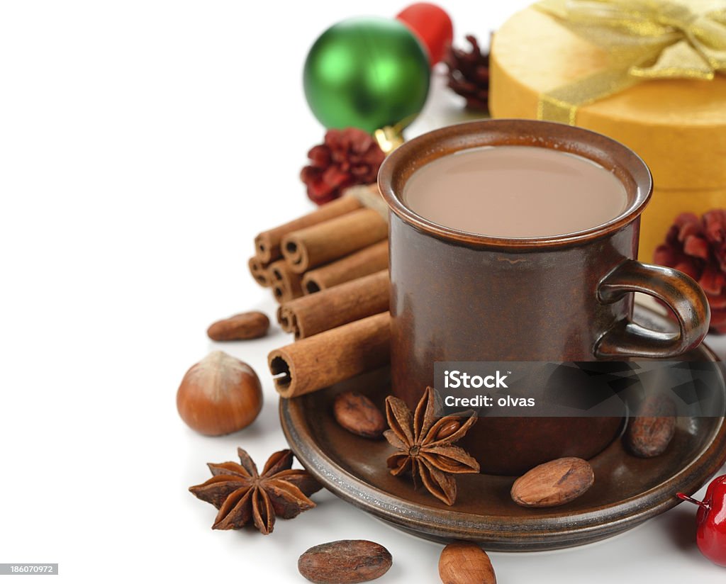 cocoa with cinnamon cocoa with cinnamon on a white background Anise Stock Photo