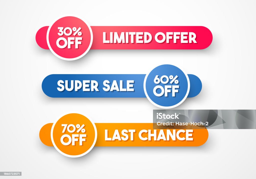 Price List Button Rounded Label Set With Big Button And Price Cut Offer Stock ...