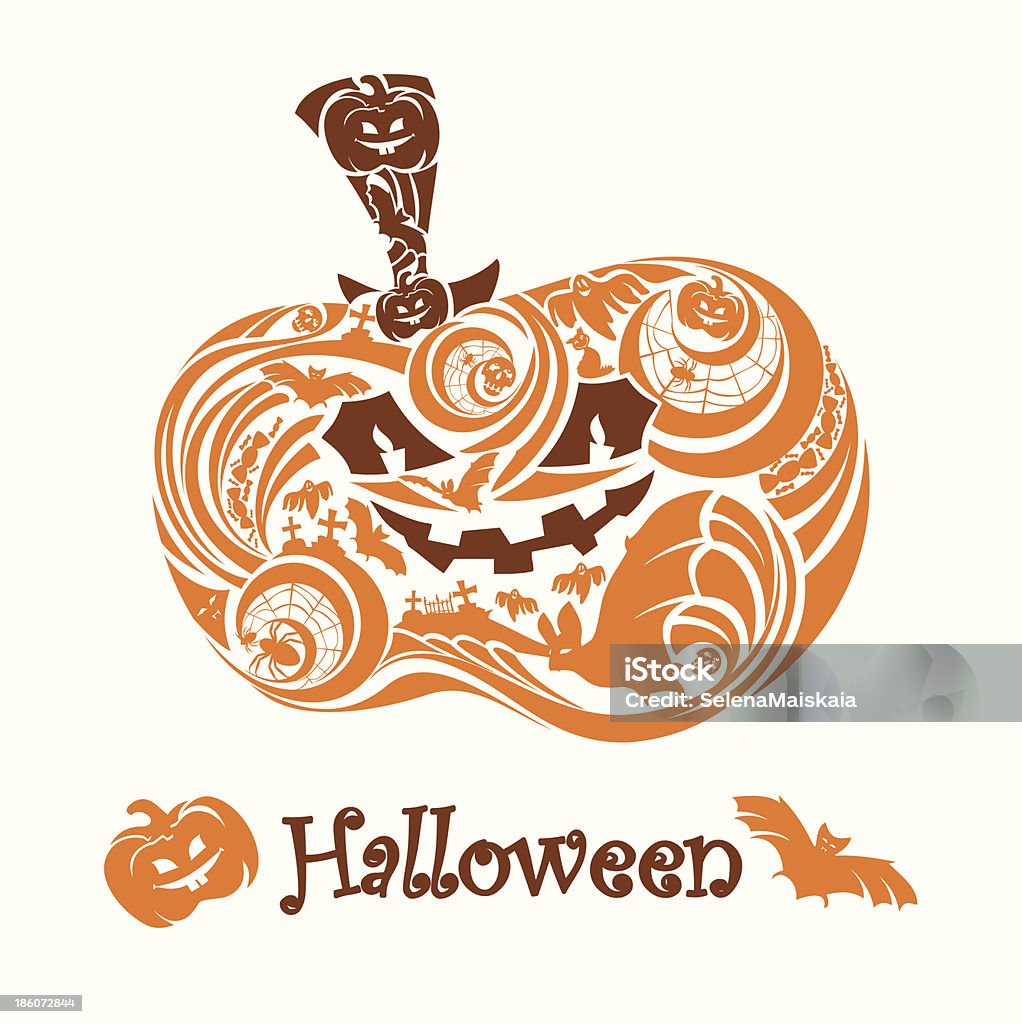 Citrouille d'halloween - clipart vectoriel de Araignée libre de droits