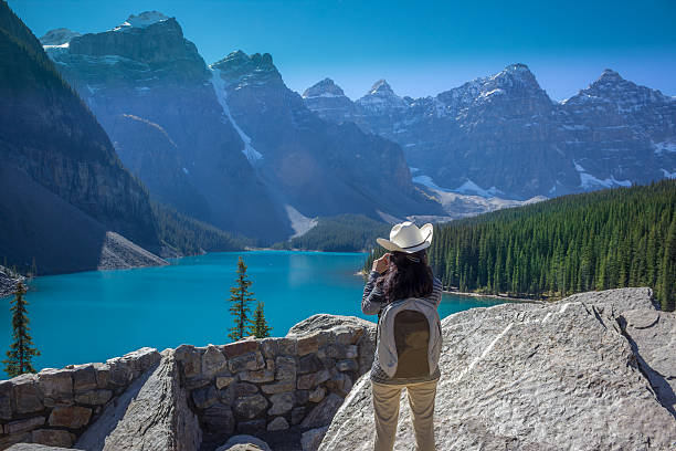 istock Admiring Lake Moraine, Rocky Mountains 186073779