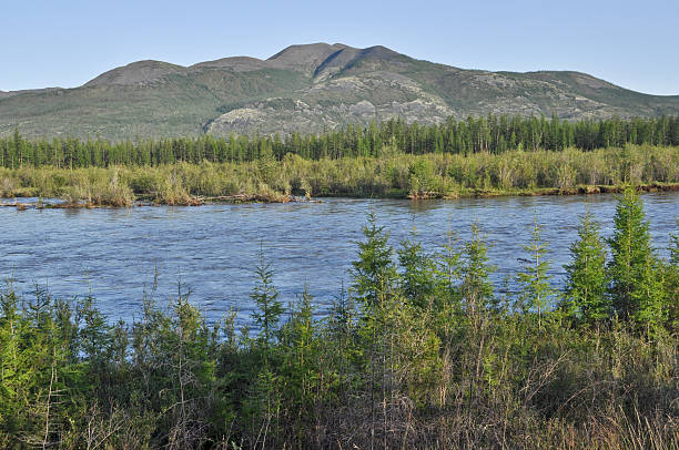 istock Landscape with the river and  mountains. 186074043