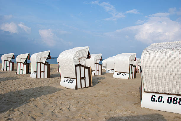 istock canopied beach chairs at Baltic Sea 186077839