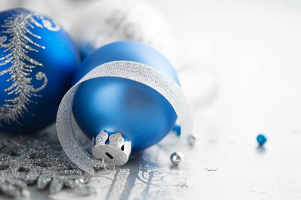 istock Blue and silver christmas decoration 186078120