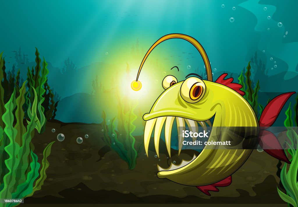 monster fish in water Alien stock vector