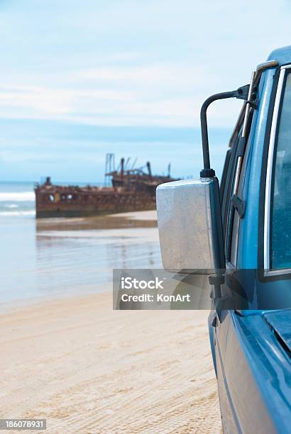 Beach Driving And Ship Wreck Stock Photo - Download Image Now - 4x4, Adventure, Australia