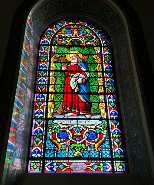 istock Santa Fe, NM: Stained Glass Window, St Francis Cathedral Interior 1860795465