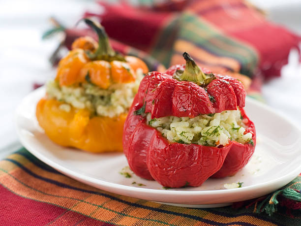 Stuffed peppers stock photo