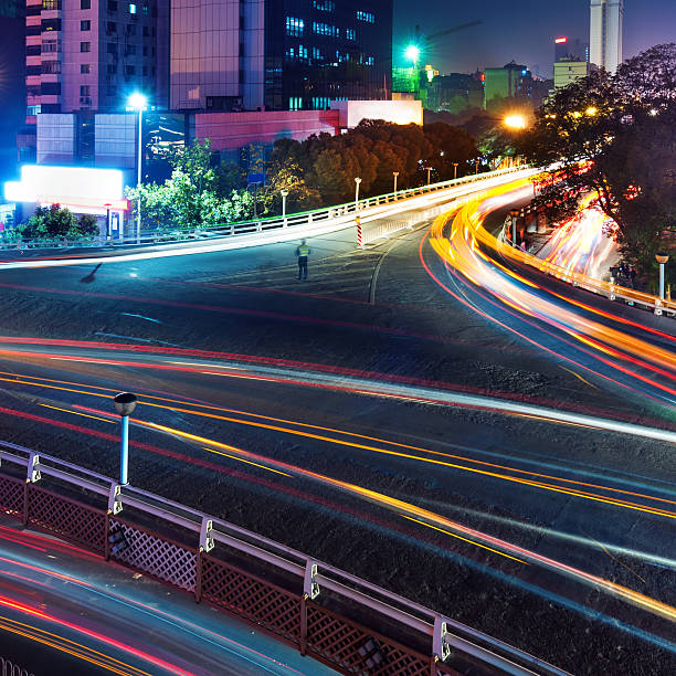 istock Overpass of the light trails 186081462