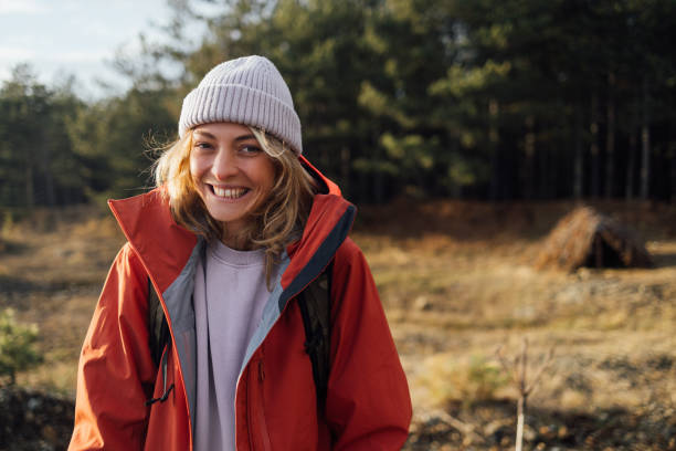 istock Happy Woman on a Winter Hike 1860828109