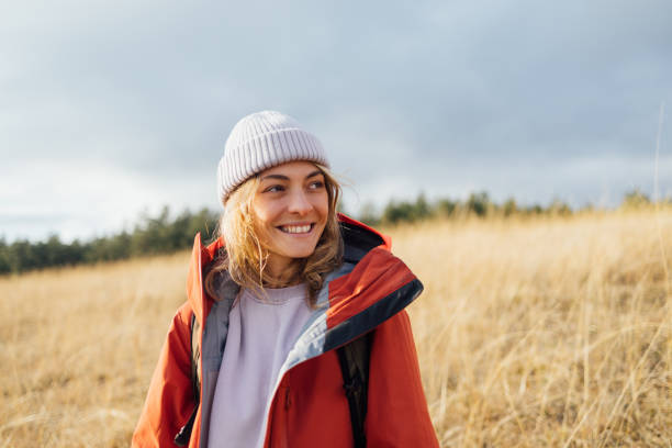 istock Happy Woman on a Winter Hike 1860828113