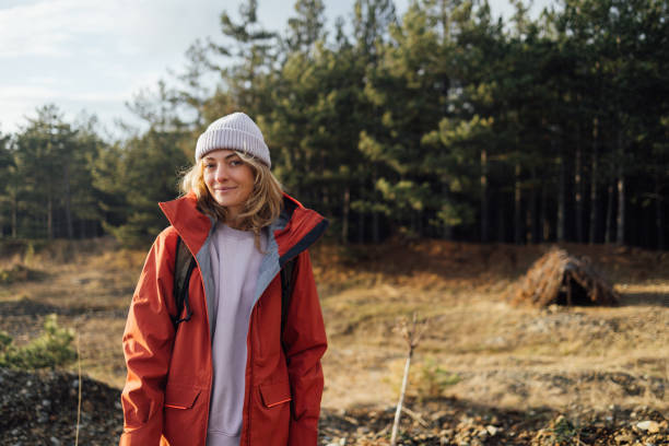 istock Happy Woman on a Winter Hike 1860828116