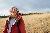 Happy Woman on a Winter Hike