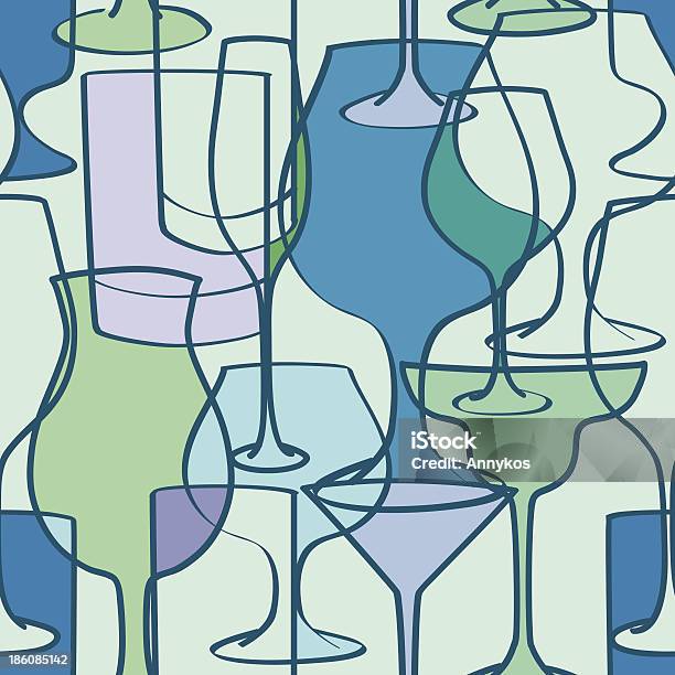 Sem Costura Padrão De Cocktail De Óculos - Arte vetorial de stock e mais imagens de Abstrato - Abstrato, Azul, Bar - Local de entretenimento