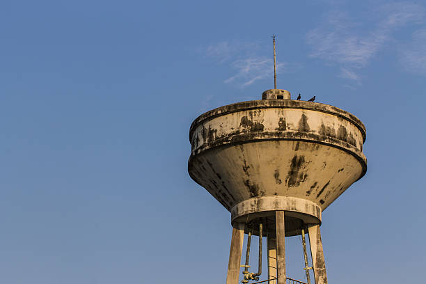 istock Blue sky with Thai water tank 186087286