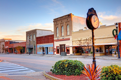 The small North Georgia town of Adairsville, located in Northwest Georgia, approximate population of 4600 people.  A small Southern town's preserved 19th century main street shopping area.  Small town USA.