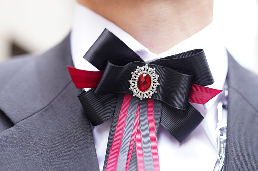 Bow tie with red diamond