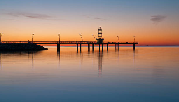 Burlington waterfront as sunrise comes on