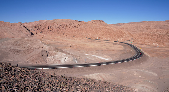 The road going to Valle del Arcoiris in San Pedro de Atacama, Chile