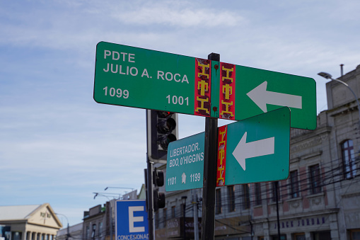 Street sign in Punta Arenas, Patagonia, Chile