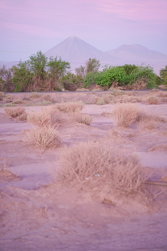 Sunset in valley of the moon in the Atacama desert