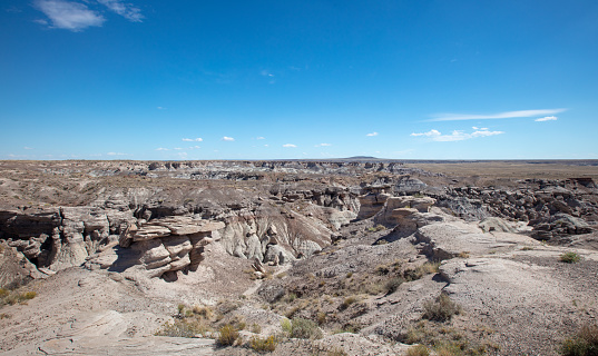 Eroding desert ridge in the Petrified Forest National Park in Arizona United States