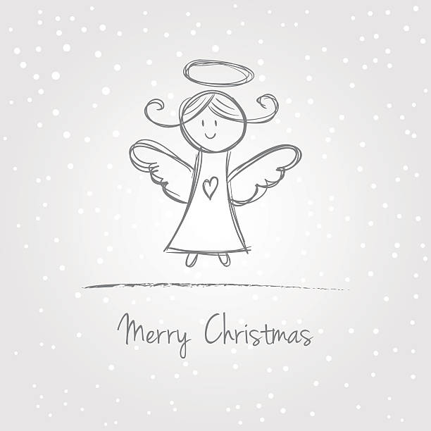 ilustraciones, imágenes clip art, dibujos animados e iconos de stock de navidad ángel garabato - computer graphic child snowflake vector