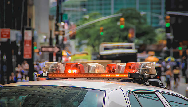 New York Police Car Flashing Light