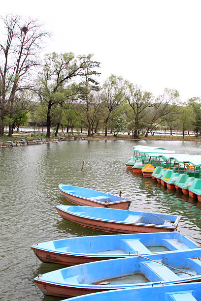 istock rows of small boat in the water 186094210