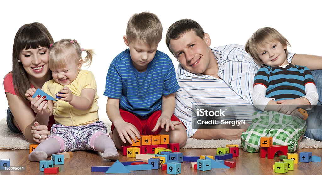 Familie Spaß auf dem Boden - Lizenzfrei Bauklotz Stock-Foto