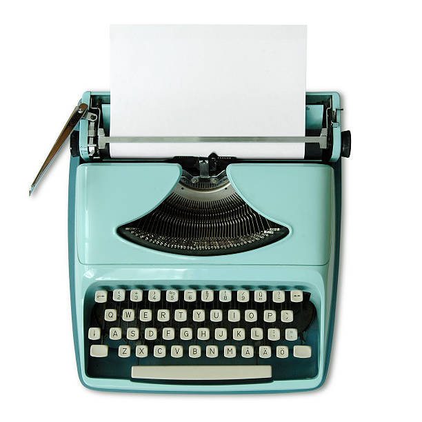 60th Portable Typewriter Old typewriter with swedish keyboard isolated against white background typewriter stock pictures, royalty-free photos & images