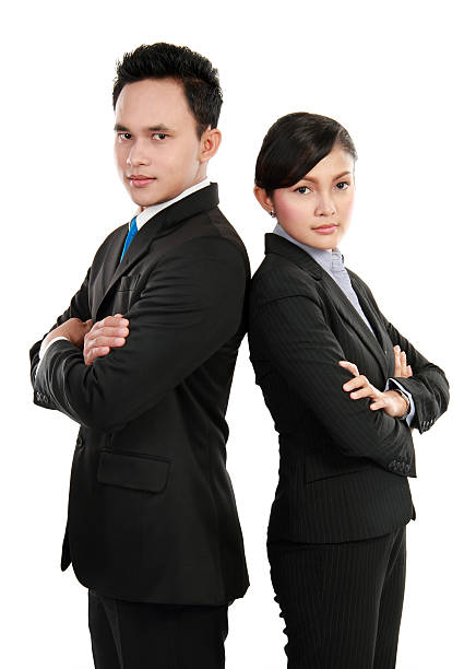istock man and woman office worker smiling 186095443