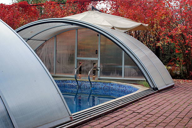 istock Outdoor Swimming Pool Roof made from Polycarbonate 186096434