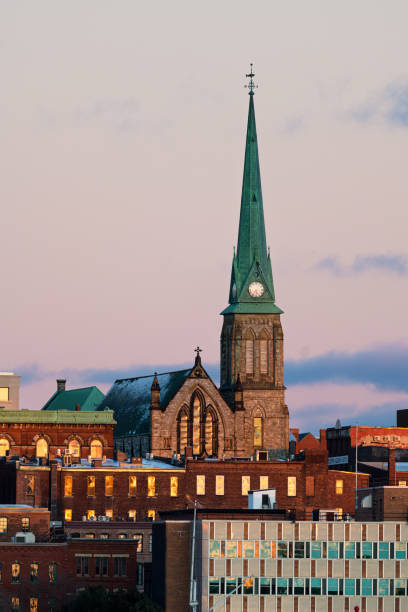 Stone church in sunset light