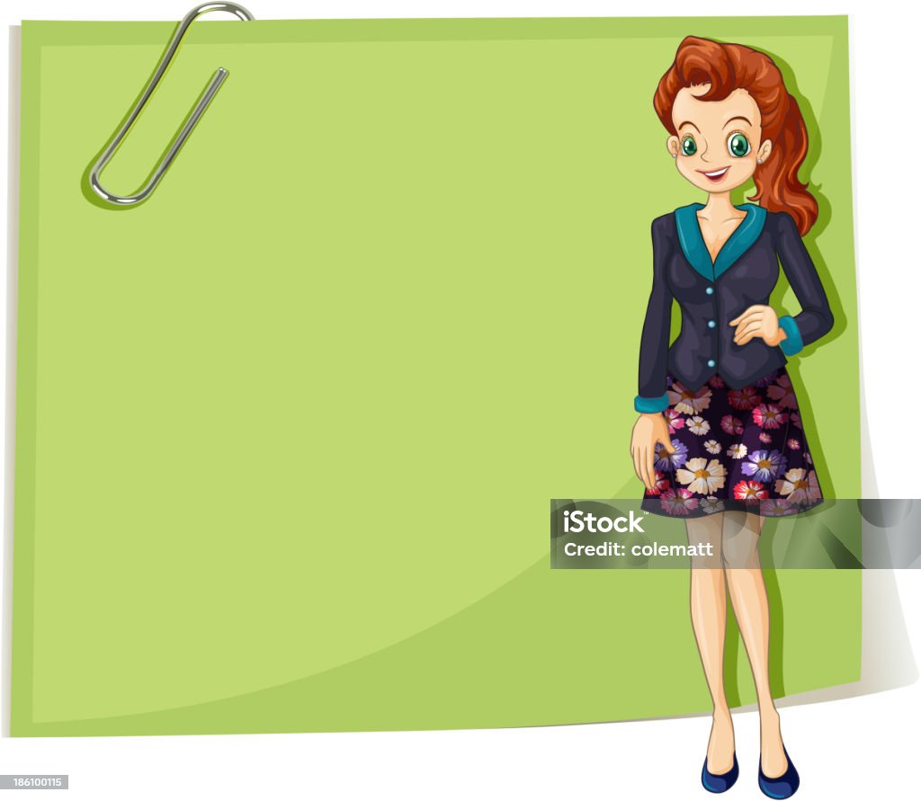 young business girl in front of the empty template young business girl in front of the empty template on a white background Adult stock vector