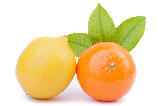 istock Tangerine and lemon on a white background. 186100557