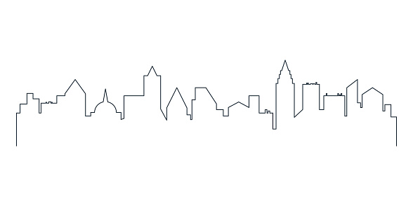 City skyline line black contour of downtown skyscrapers and buildings vector illustration