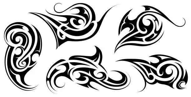 Vector illustration of Tribal tattoo set