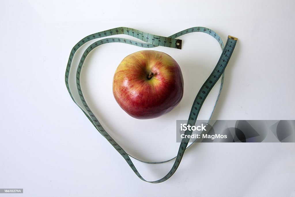 Meça o comprimento e apple - Royalty-free Alimentação Saudável Foto de stock