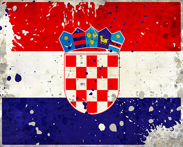 istock Grunge Croatia flag with stains 186106090