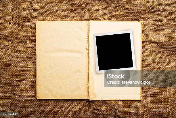 Old Open Book With Photo Frame Stock Photo - Download Image Now - Blank, Book, Border - Frame