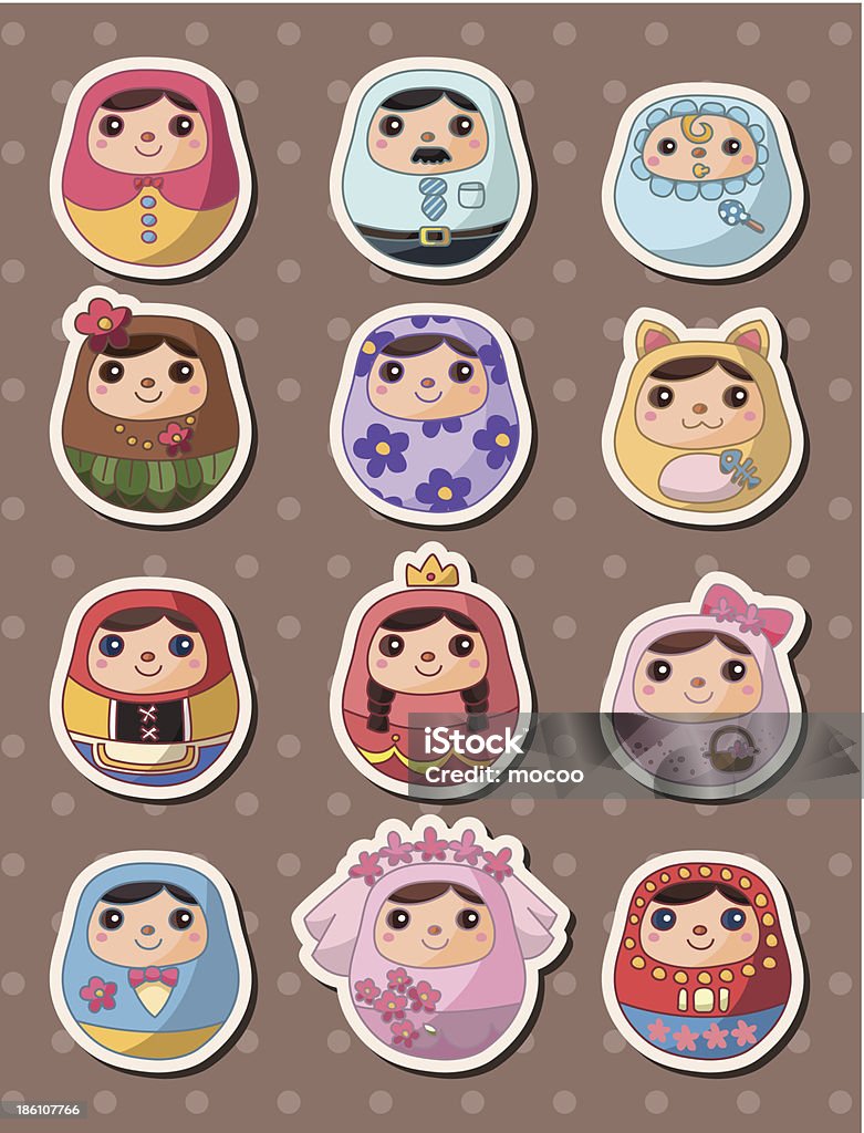 Russian dolls stickers vector illustration - Russian dolls stickers Russian Nesting Doll stock vector