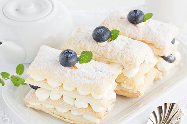 istock Cake with cream and blueberry. 186108704