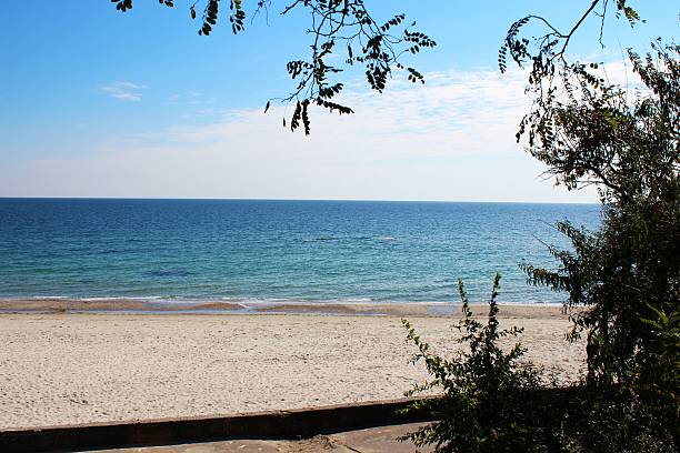 istock Uninhabited beach and sea by autumn 186108727
